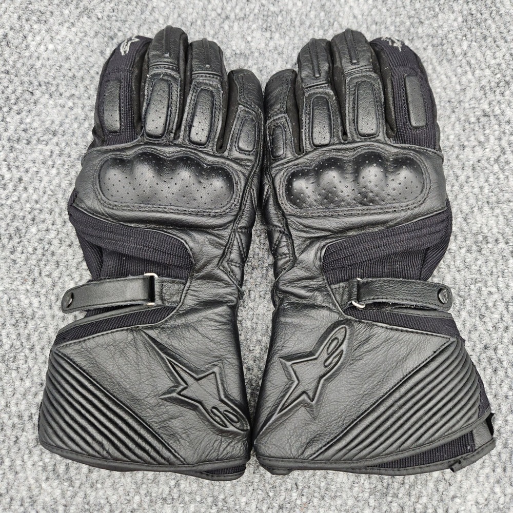 Alpinestars Small Black Apex DS Drystar Leather Motorcycle Riding Gloves Gear